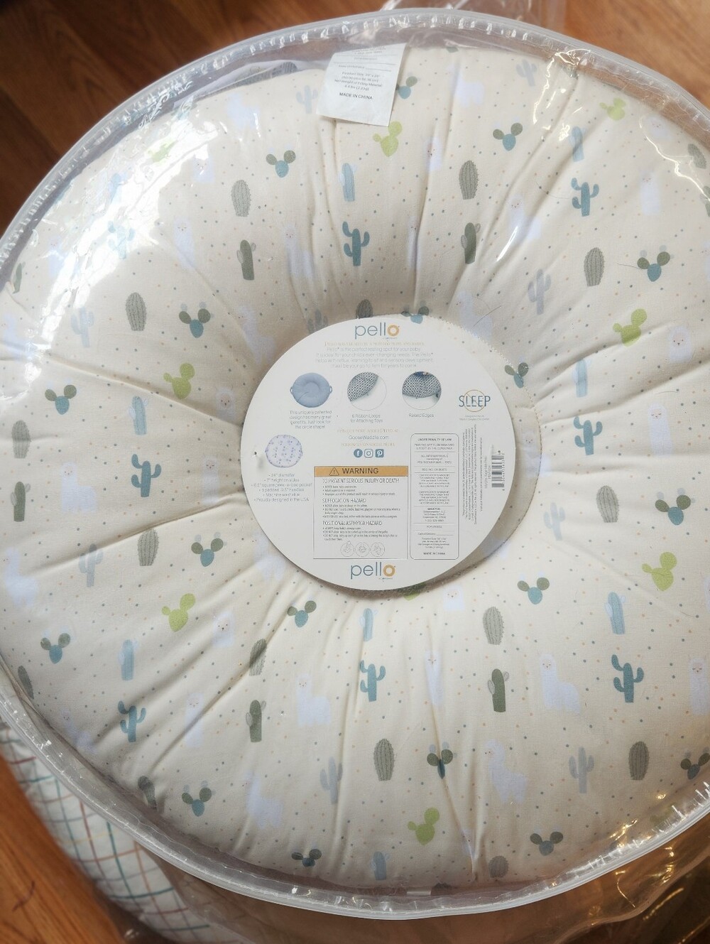 Goosewaddle And Pello Luxe Floor Pillow cactus Pattern 24' Yellow Baby Infant